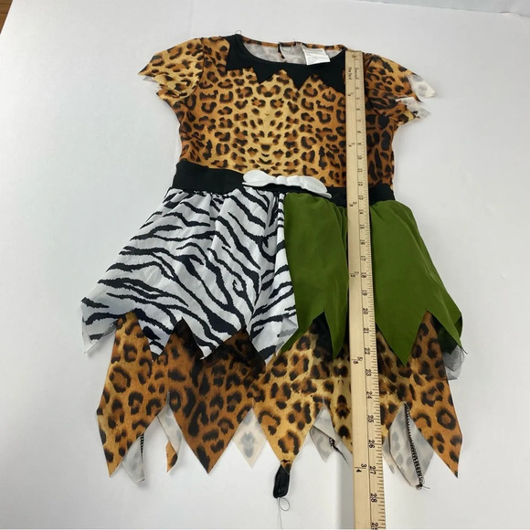 Cavewoman Girls Large 10/12 Costume DRESS ONLY Green Cheetah - Picture 2 of 6